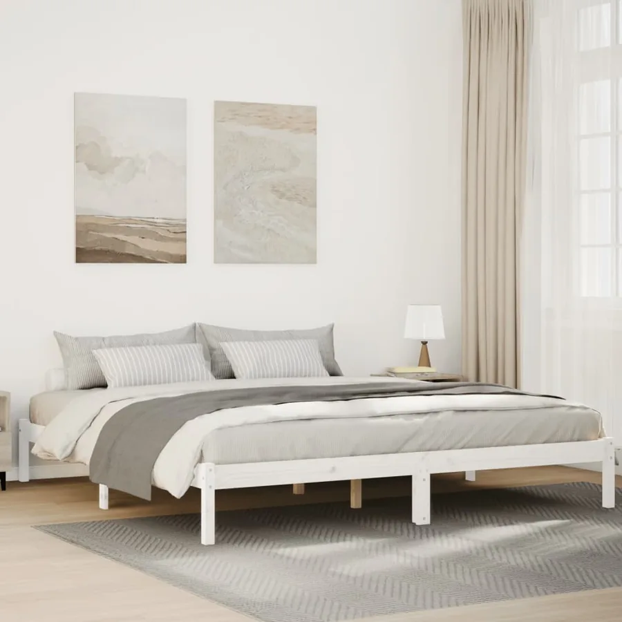 Cadre de lit extra long sans matelas 180x220 cm bois massif pin