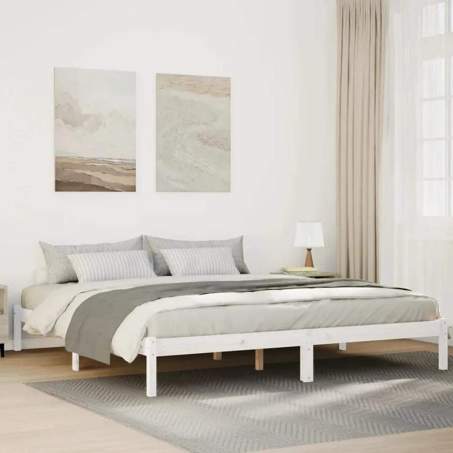 Cadre de lit extra long sans matelas 200x220 cm bois massif pin