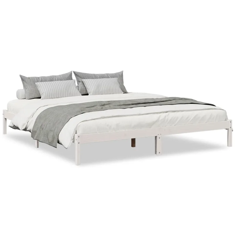 Cadre de lit extra long sans matelas 200x220 cm bois massif pin - 2