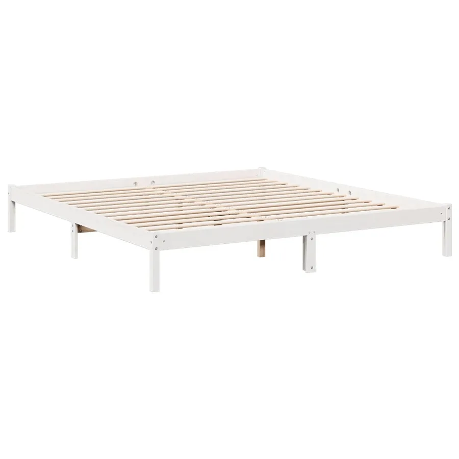 Cadre de lit extra long sans matelas 200x220 cm bois massif pin - 6
