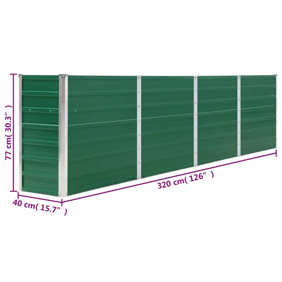 Planter 320x40x77 cm Galvanised Steel Green - 8