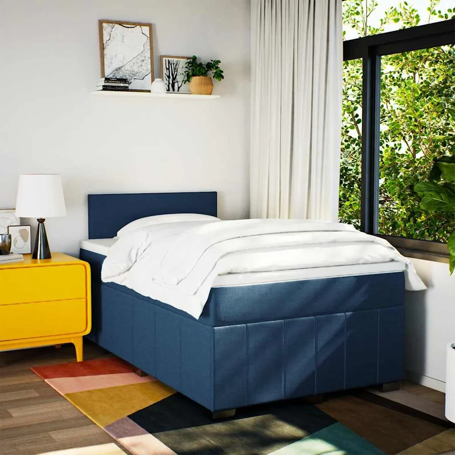 Sommier à lattes de lit avec matelas Bleu 120x200 cm Tissu - 3