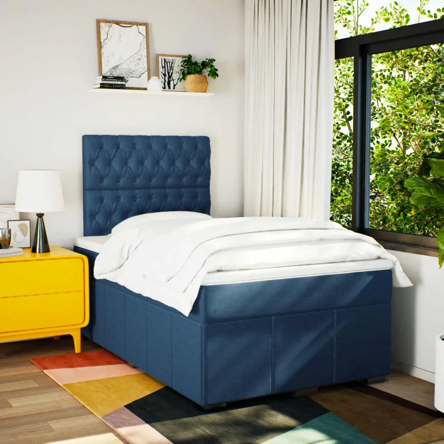 Sommier à lattes de lit avec matelas Bleu 120x200 cm Tissu - 5