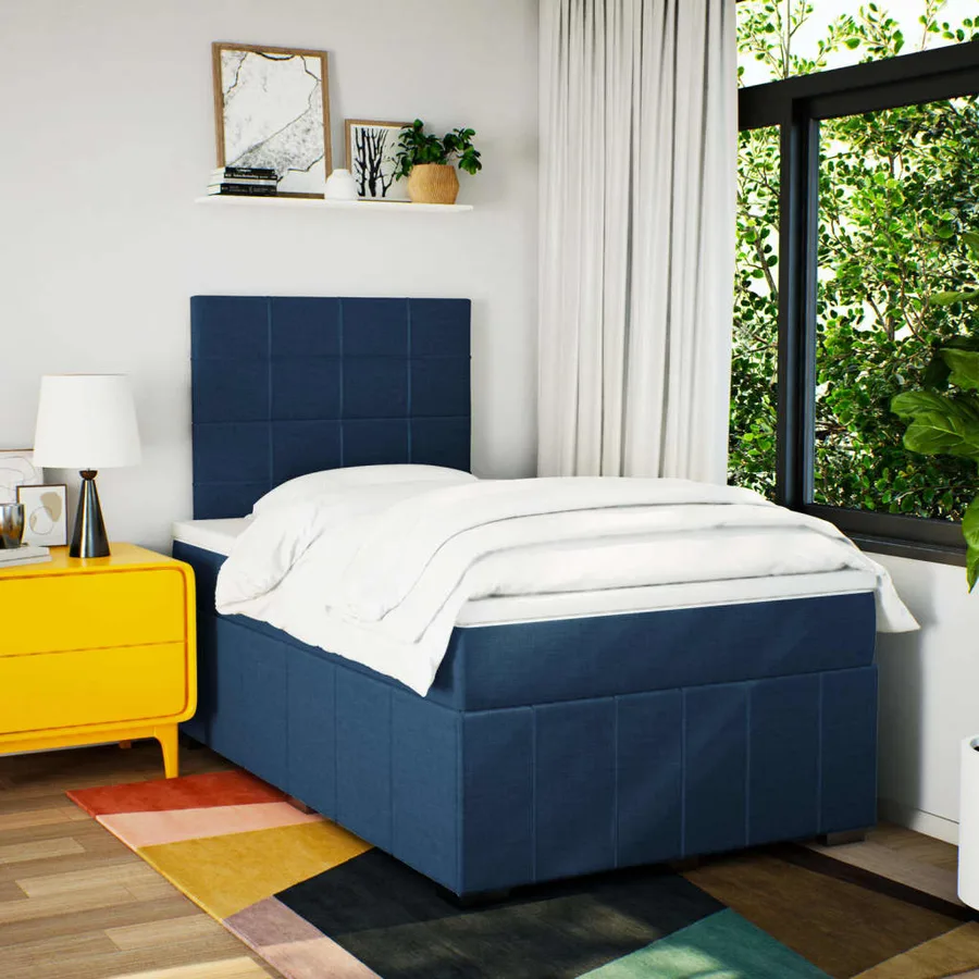 Sommier à lattes de lit avec matelas Bleu 120x200 cm Tissu - 5