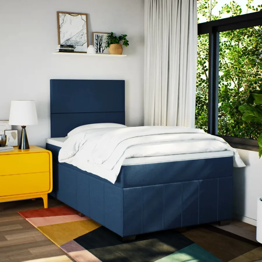 Sommier à lattes de lit avec matelas Bleu 120x200 cm Tissu - 5