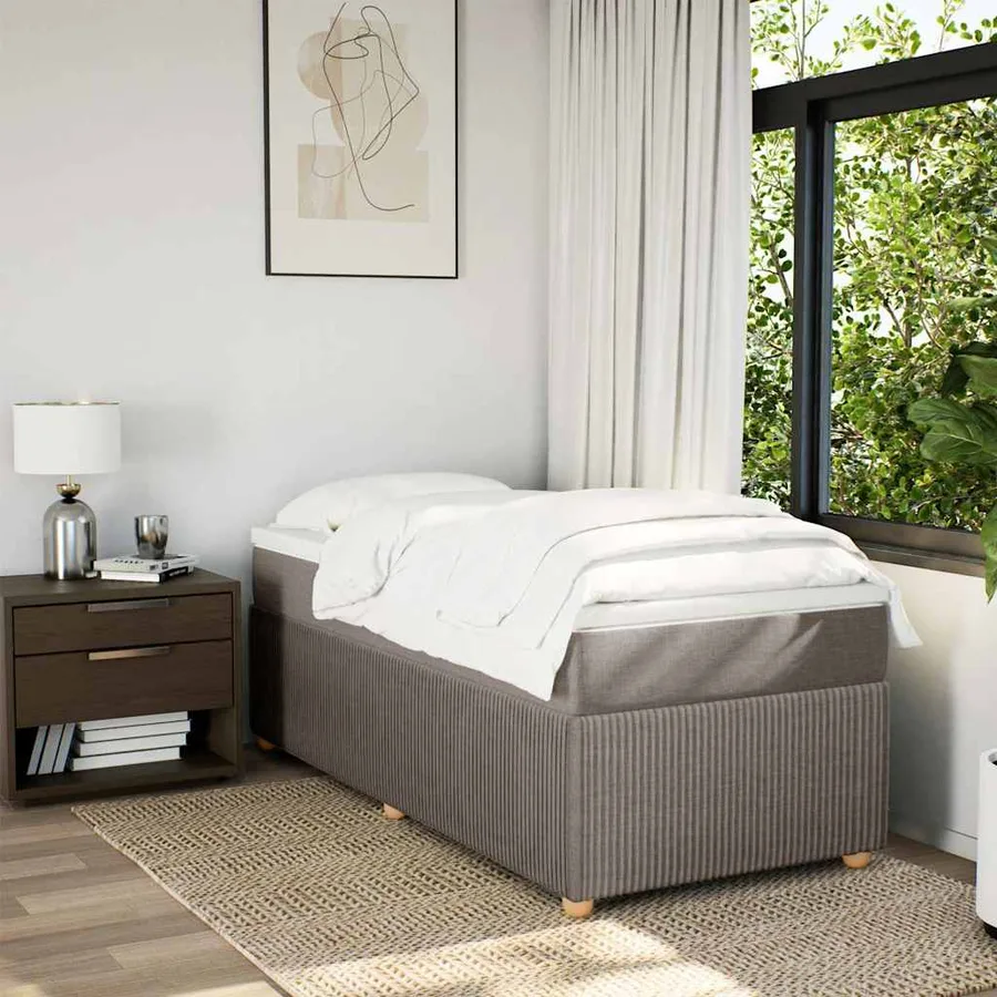 Sommier à lattes de lit avec matelas Taupe 90x200 cm Tissu - 3
