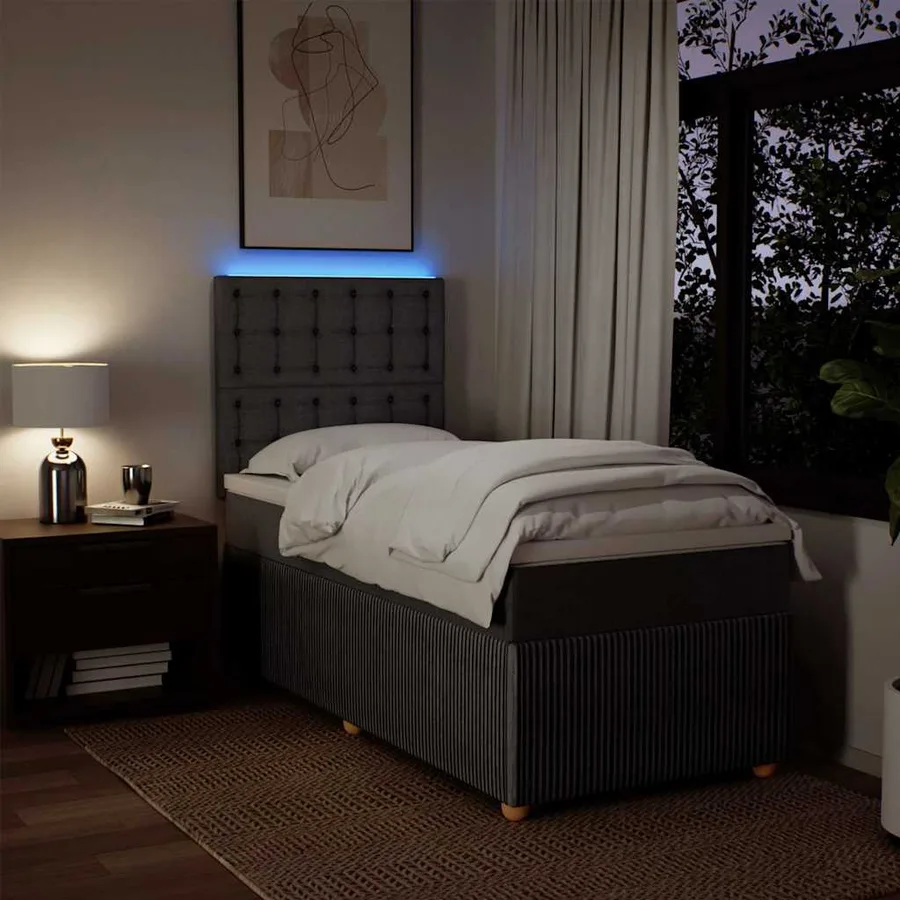 Sommier à lattes de lit avec matelas Taupe 90x200 cm Tissu - 4