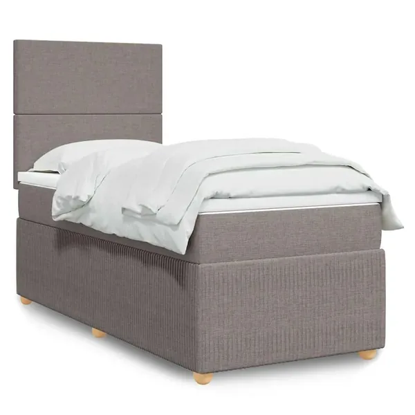 Sommier à lattes de lit avec matelas Taupe 90x200 cm Tissu