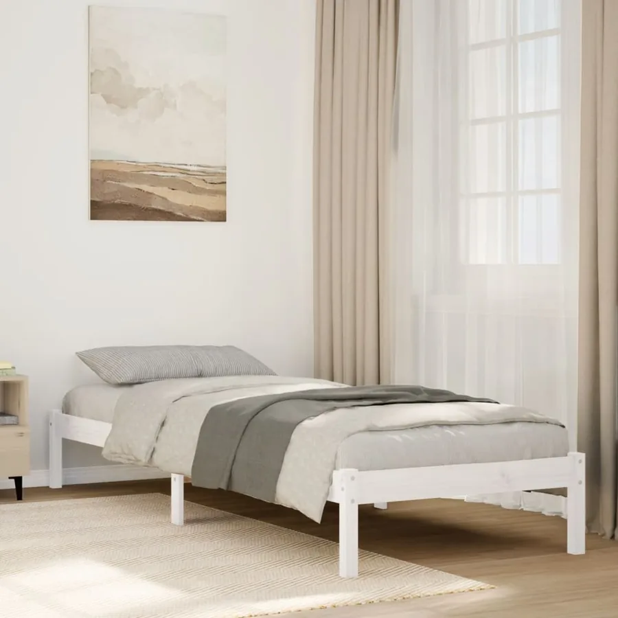 Cadre de lit extra long sans matelas 100x220 cm bois massif pin
