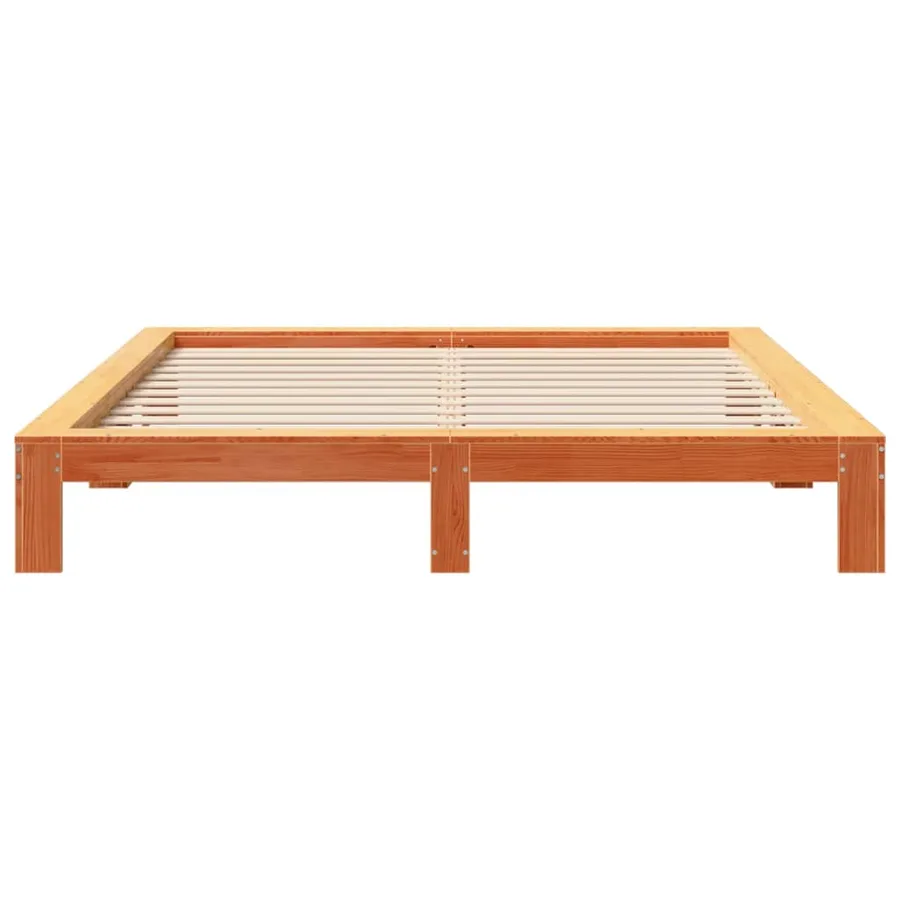 Cadre de lit sans matelas cire marron 180x200cm bois pin massif - 4