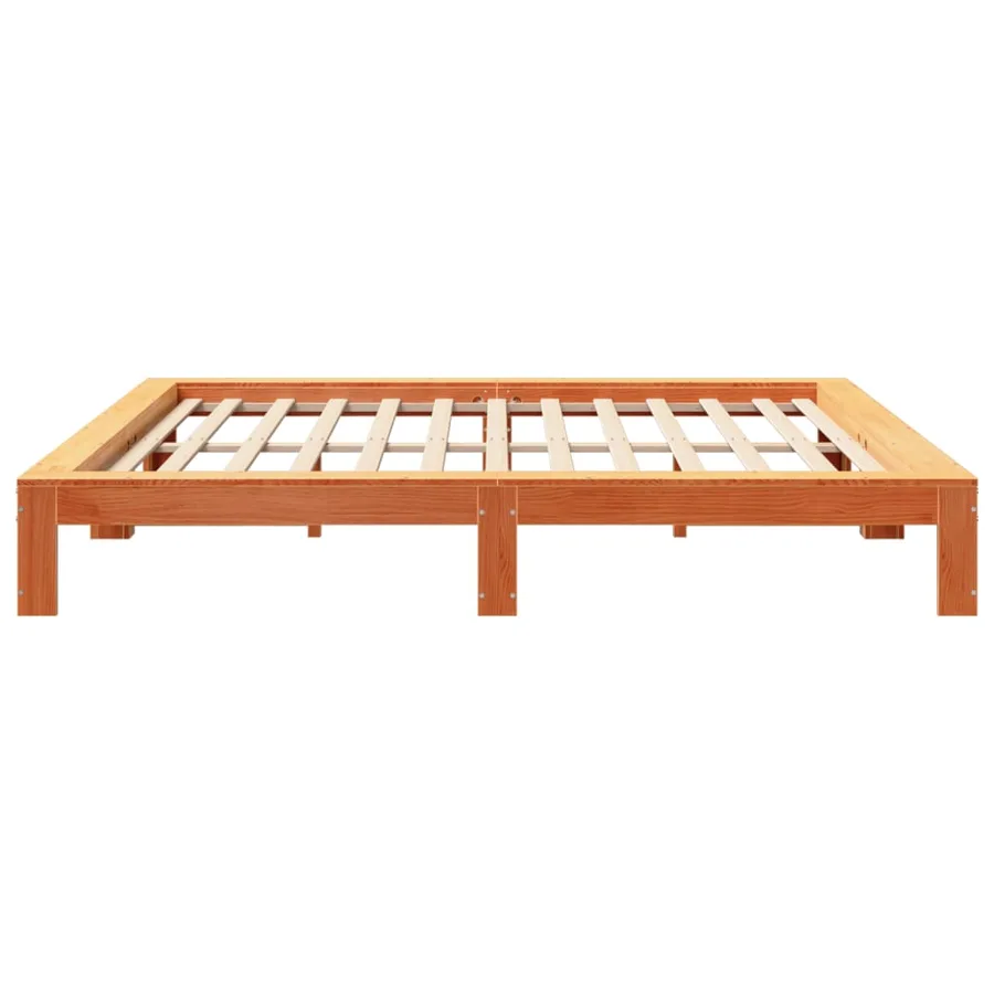 Cadre de lit sans matelas cire marron 180x200cm bois pin massif - 5