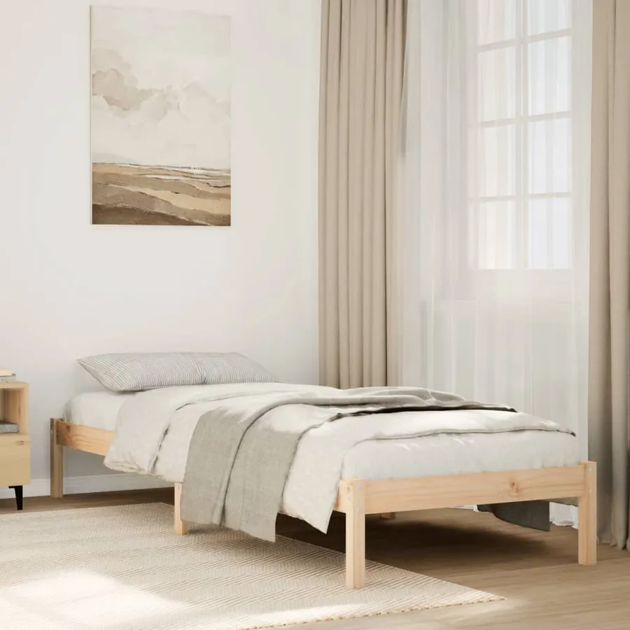 Cadre de lit extra long sans matelas 100x210 cm bois massif pin