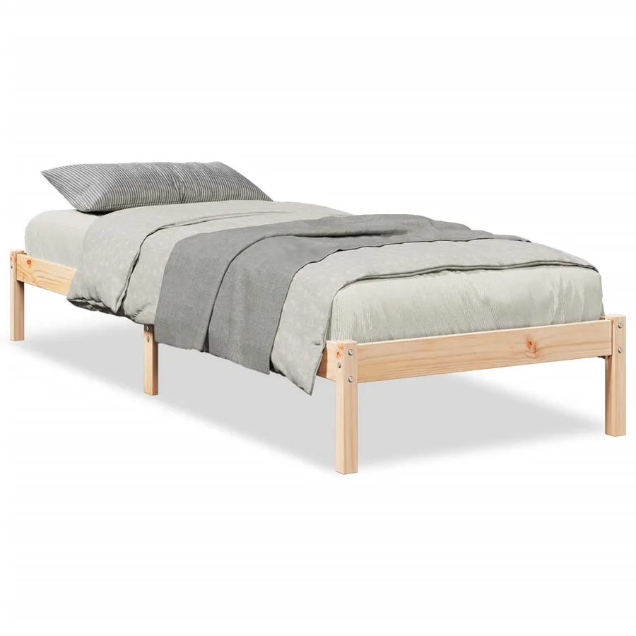 Cadre de lit extra long sans matelas 100x210 cm bois massif pin - 2