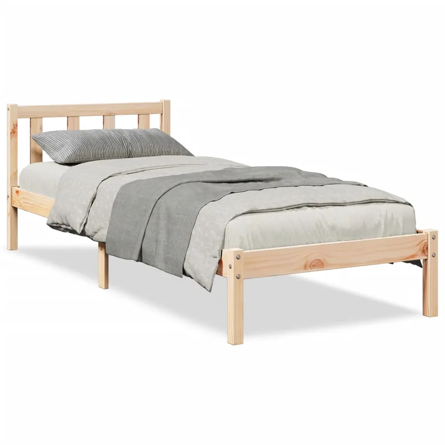 Cadre de lit extra long sans matelas 90x220 cm bois massif pin - 2