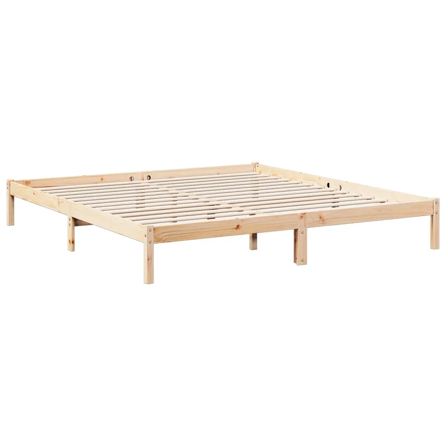 Cadre de lit extra long sans matelas 200x210 cm bois massif pin - 3