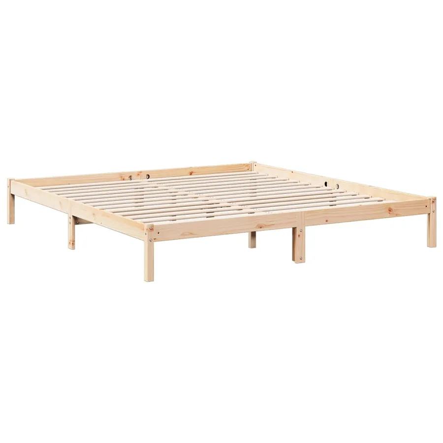 Cadre de lit extra long sans matelas 200x210 cm bois massif pin - 6
