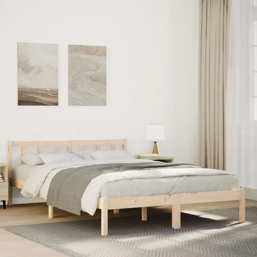 Cadre de lit extra long sans matelas 160x220 cm bois massif pin