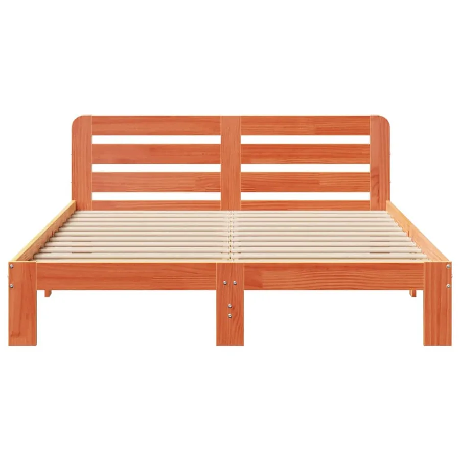 Cadre de lit sans matelas cire marron 140x200cm bois pin massif - 4