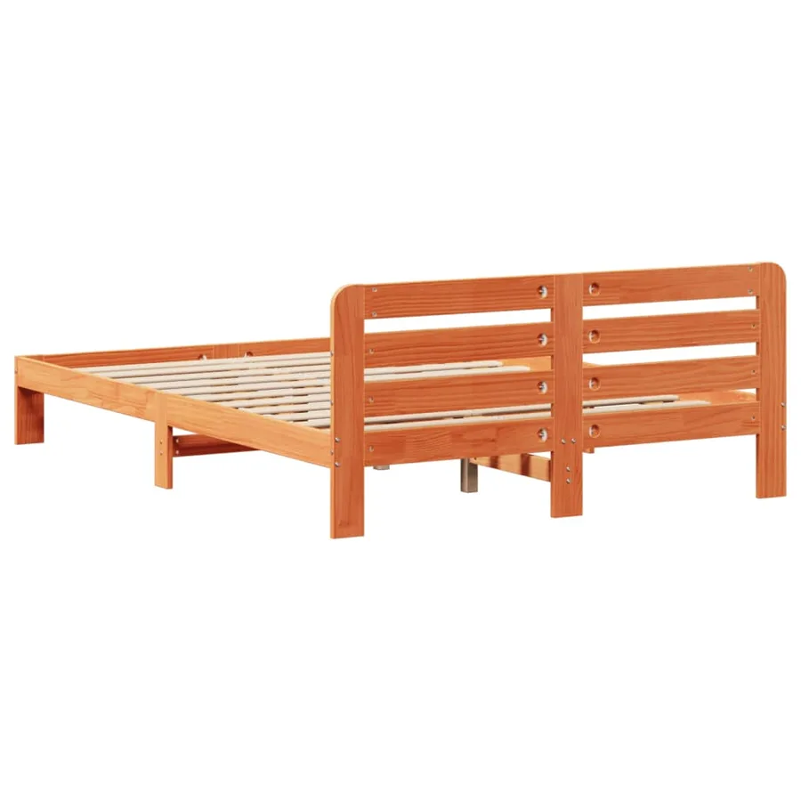 Cadre de lit sans matelas cire marron 140x200cm bois pin massif - 6