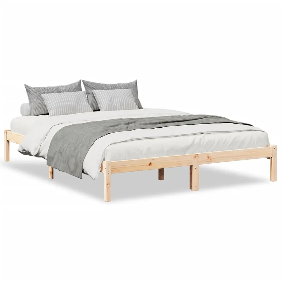 Cadre de lit extra long sans matelas 140x210 cm bois massif pin - 2