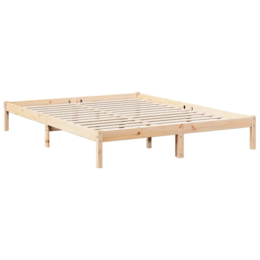 Cadre de lit extra long sans matelas 140x210 cm bois massif pin - 3
