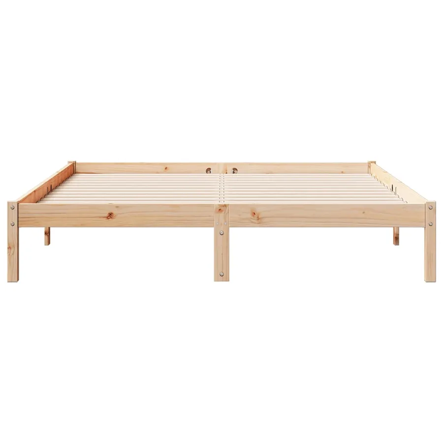 Cadre de lit extra long sans matelas 140x210 cm bois massif pin - 4