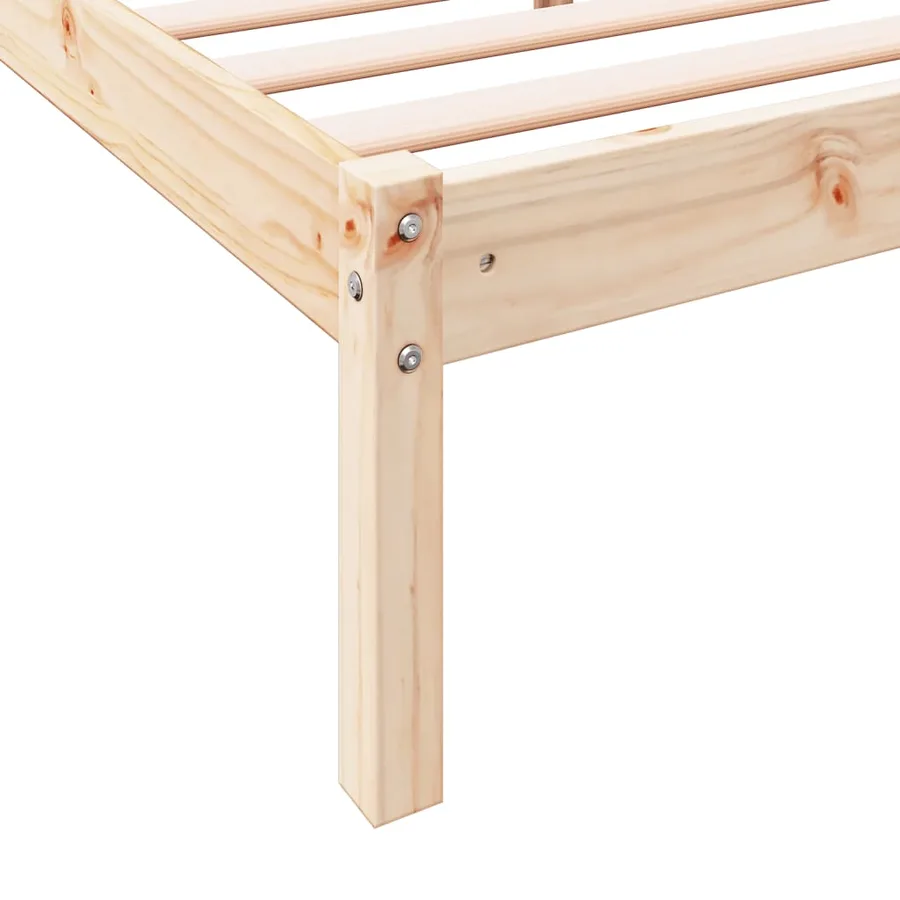 Cadre de lit extra long sans matelas 140x210 cm bois massif pin - 7