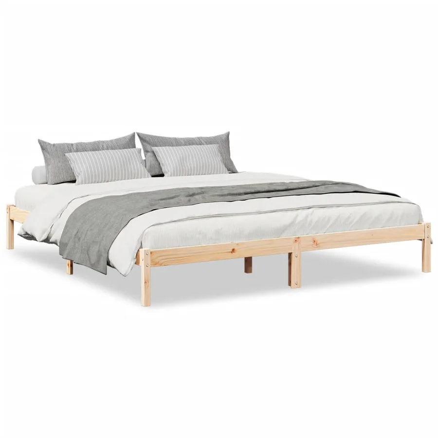 Cadre de lit extra long sans matelas 180x210 cm bois massif pin - 2