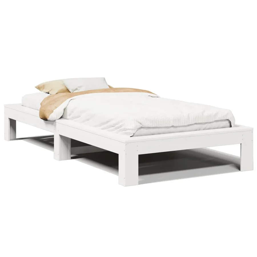 Cadre de lit sans matelas blanc 90x190 cm bois de pin massif - 2