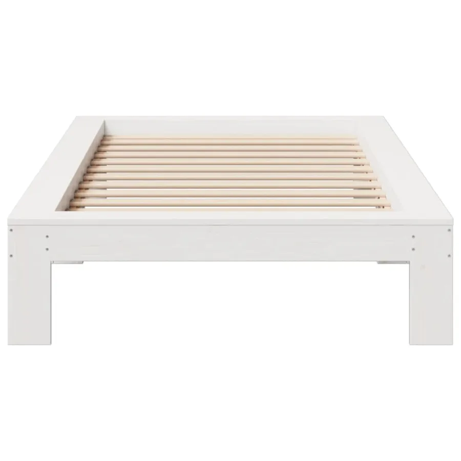 Cadre de lit sans matelas blanc 90x190 cm bois de pin massif - 4