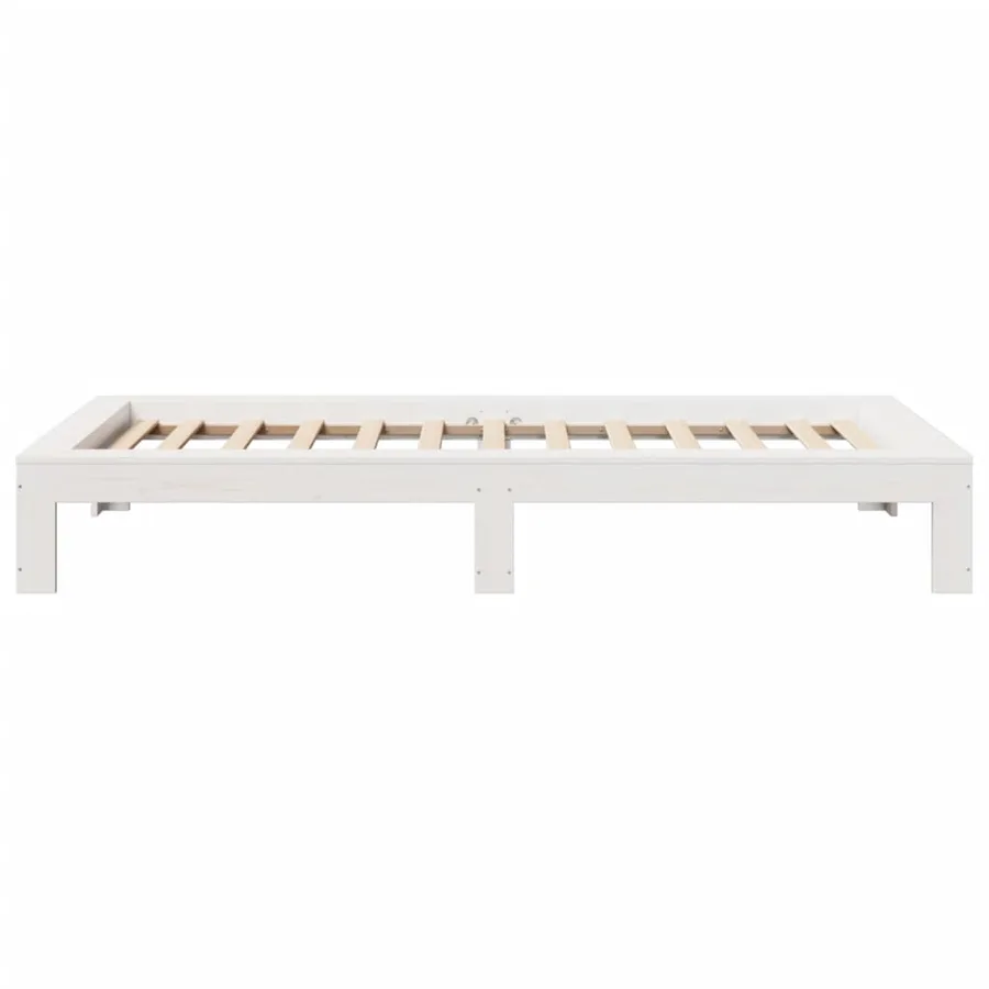 Cadre de lit sans matelas blanc 90x190 cm bois de pin massif - 5