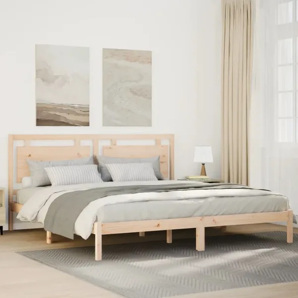 Cadre de lit extra long sans matelas 200x220 cm bois massif