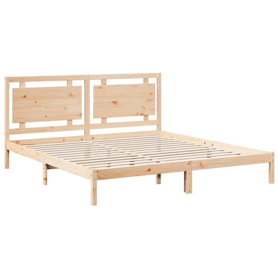 Cadre de lit extra long sans matelas 180x220 cm bois massif - 3