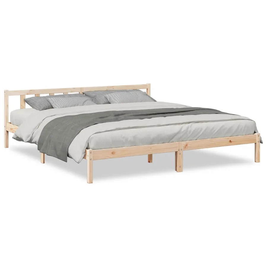 Cadre de lit extra long sans matelas 180x210 cm bois massif pin - 2