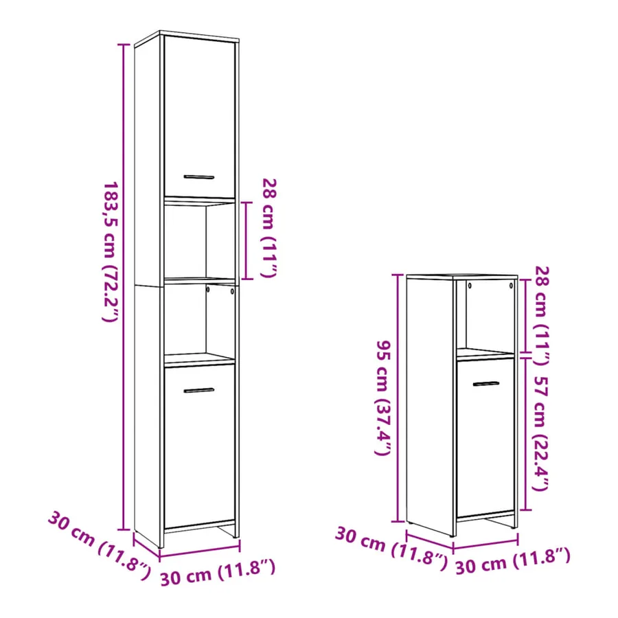 Ensemble de meubles de salle de bain 4 pcs chêne sonoma - 18