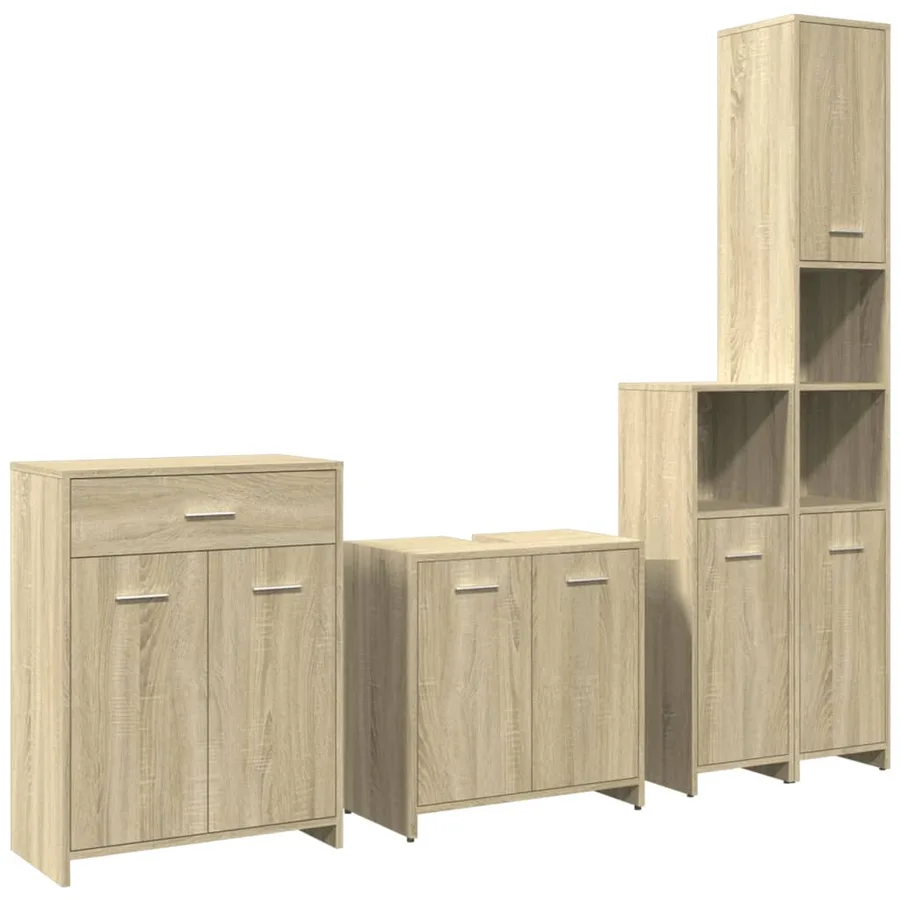 Ensemble de meubles de salle de bain 4 pcs chêne sonoma - 2