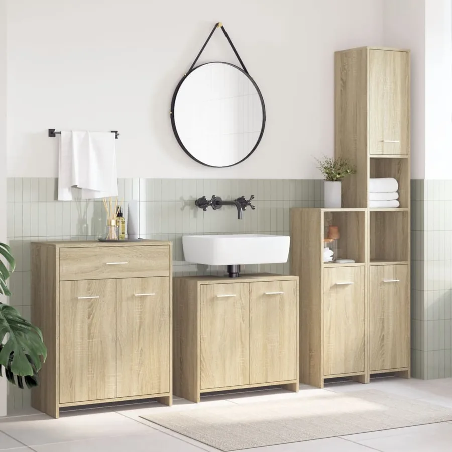 Ensemble de meubles de salle de bain 4 pcs chêne sonoma - 3