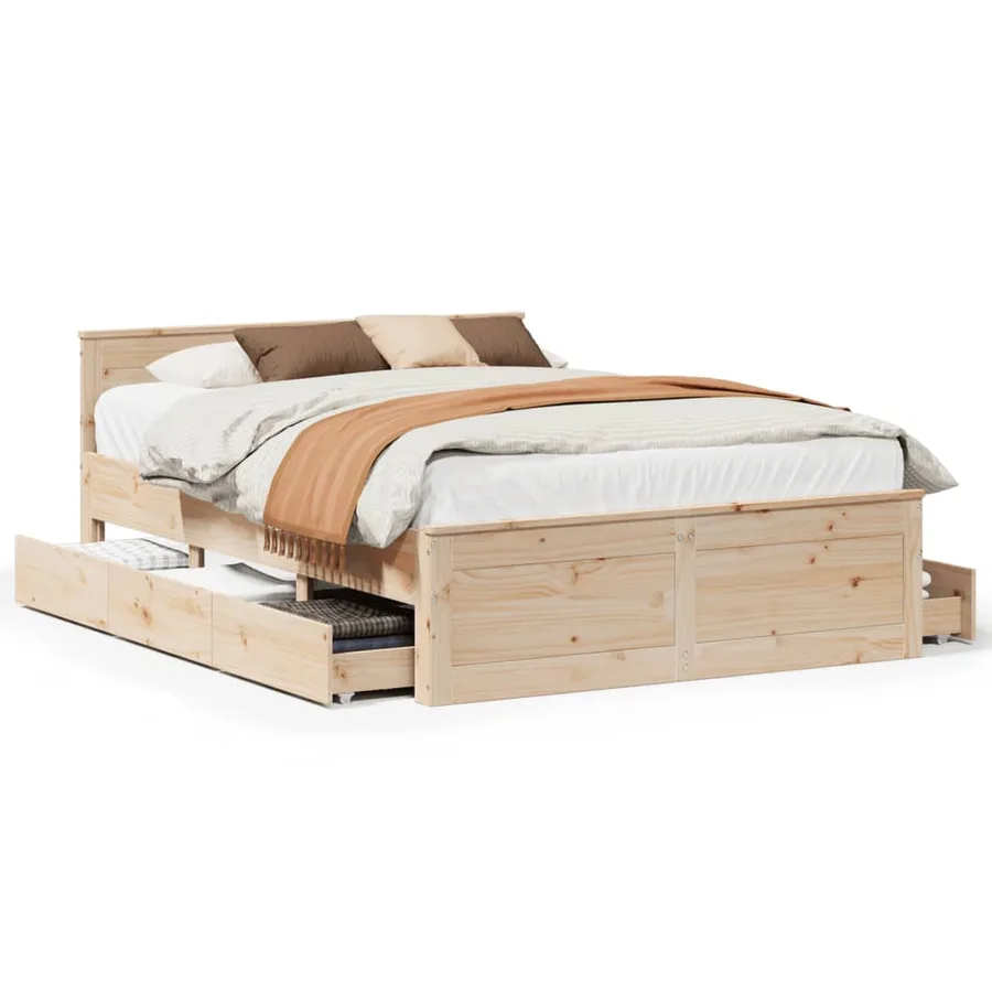 Cadre de lit sans matelas avec tête de lit 160x200cm pin massif - 2