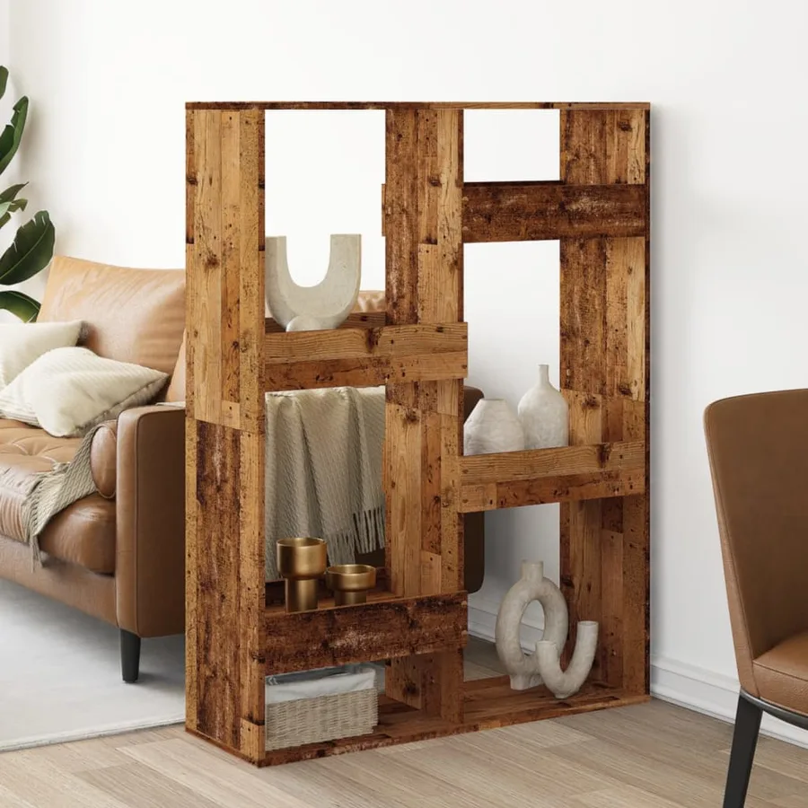Cloison de séparation vieux bois 100x33x135cm bois d'ingénierie - 3