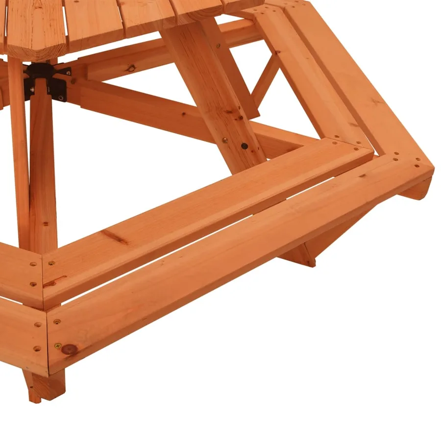 Table de pique-nique pour 6 enfants avec parasol hexagone sapin - 10