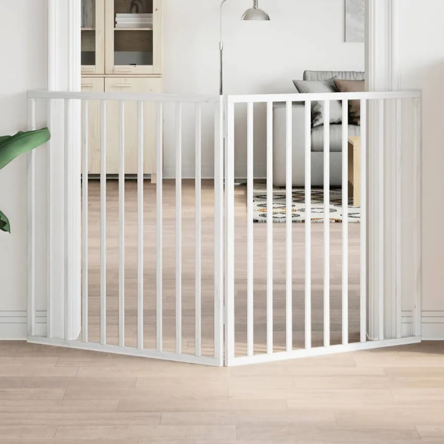 Barrière pour chien pliable à 2 panneaux Blanc 160 cm Bois de peuplier