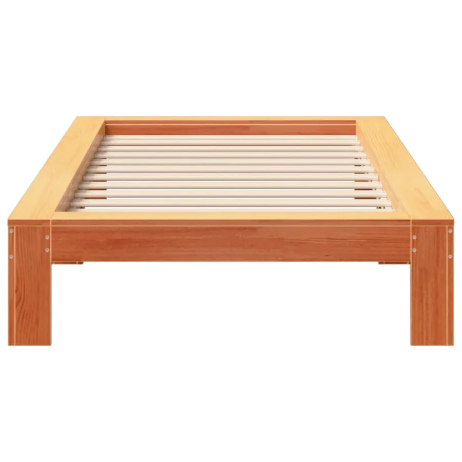 Cadre de lit sans matelas cire marron 90x200 cm bois pin massif - 4