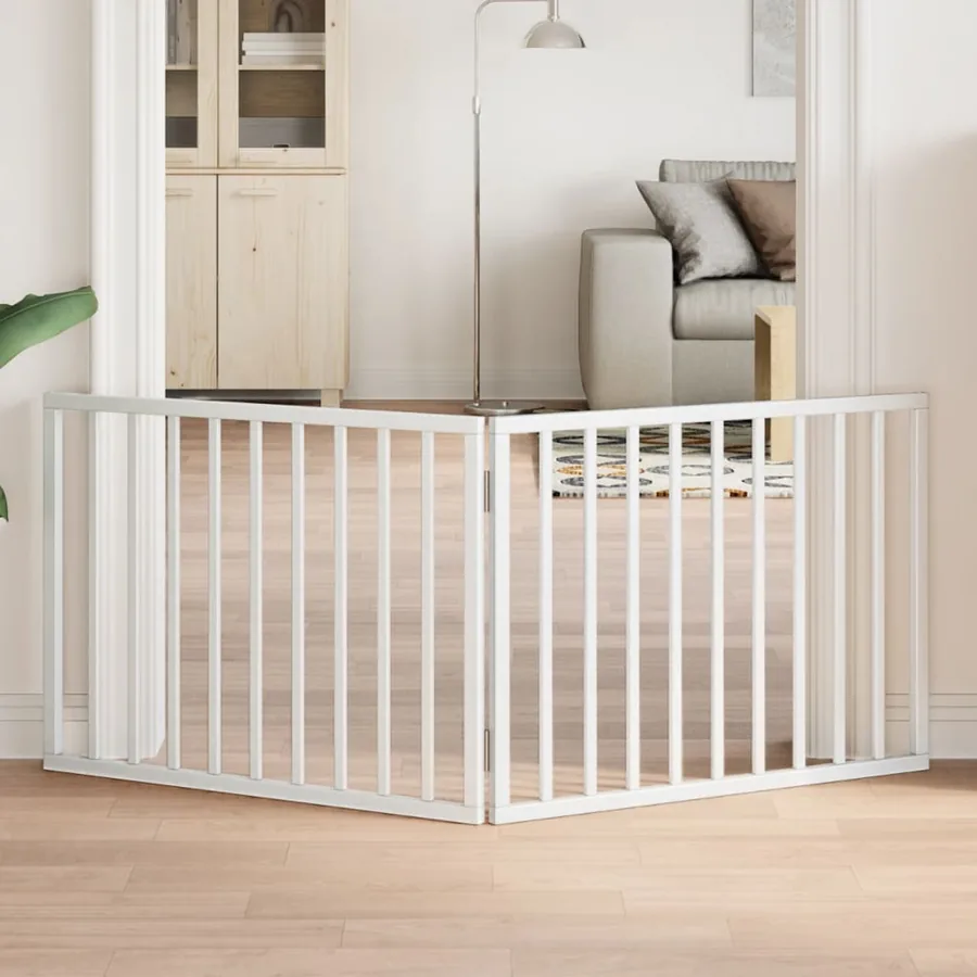Barrière pour chien pliable à 2 panneaux Blanc 160 cm Bois de peuplier
