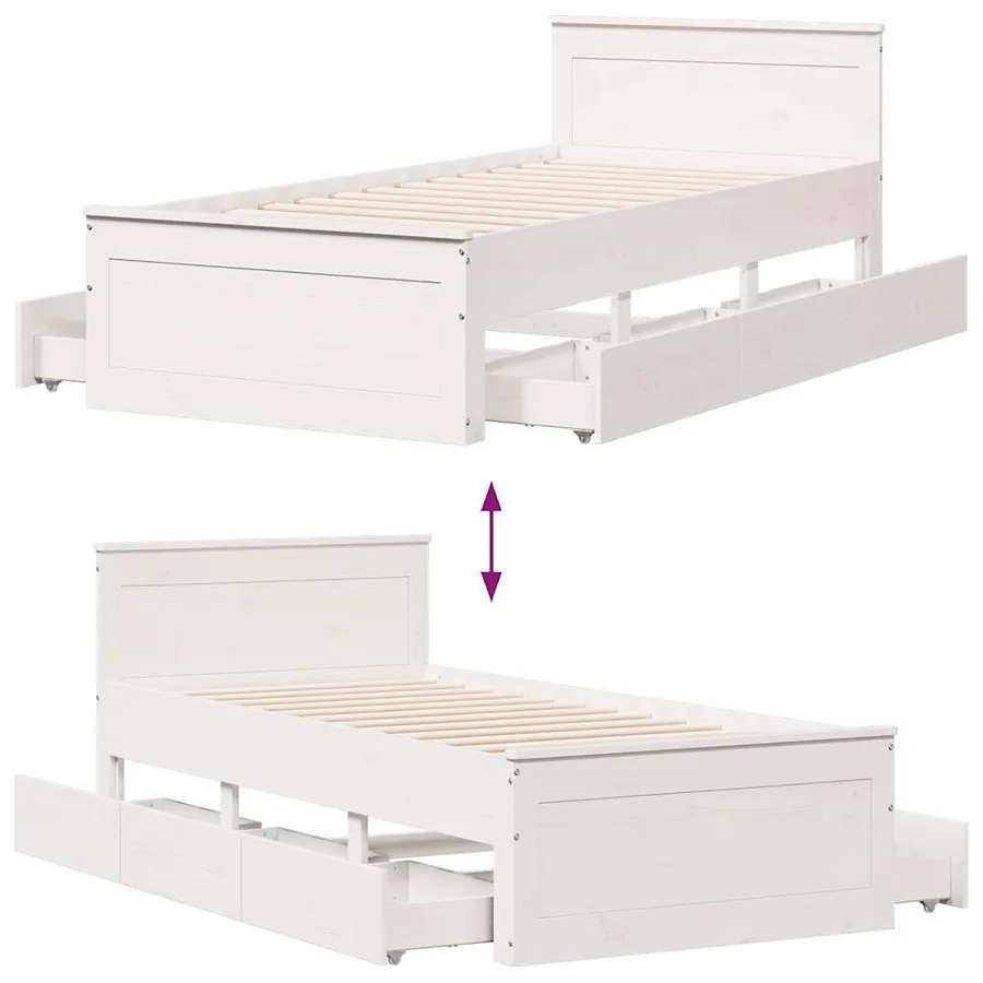 Cadre de lit sans matelas avec tête de lit 75x190 cm pin massif - 10