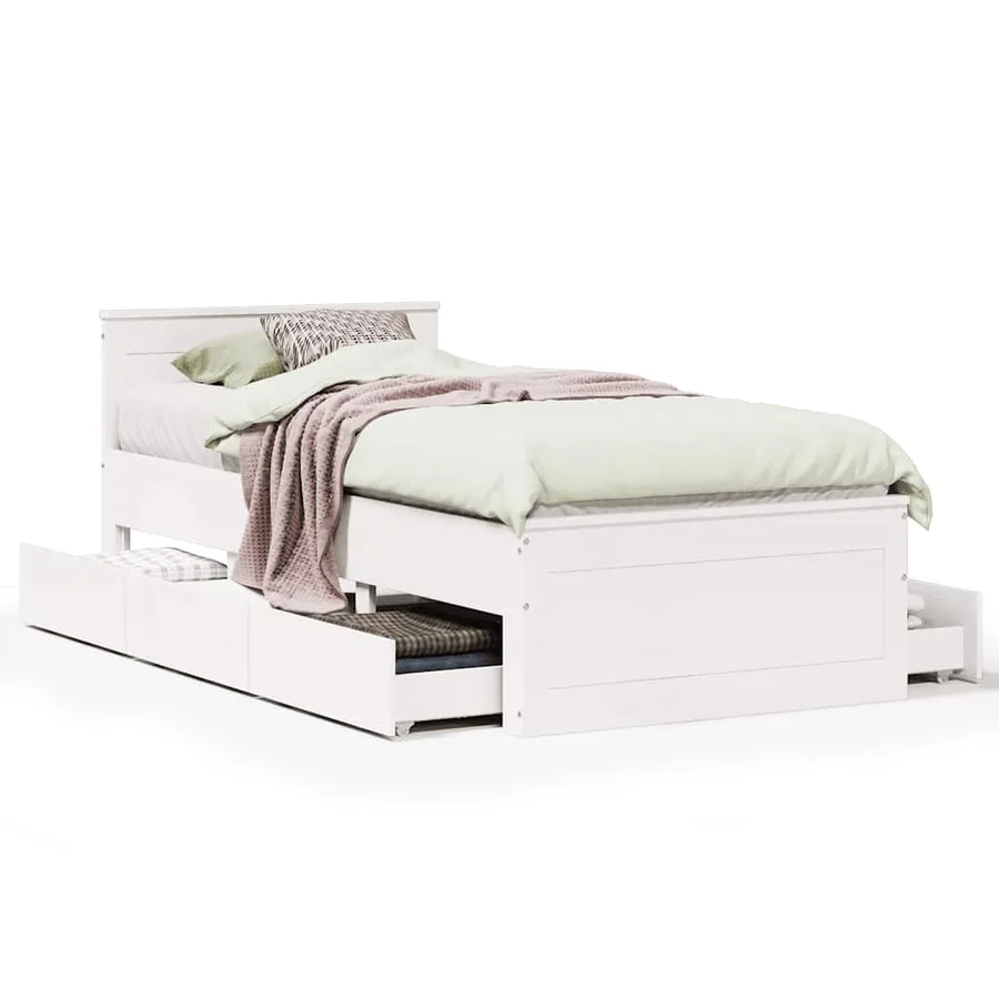 Cadre de lit sans matelas avec tête de lit 75x190 cm pin massif - 2