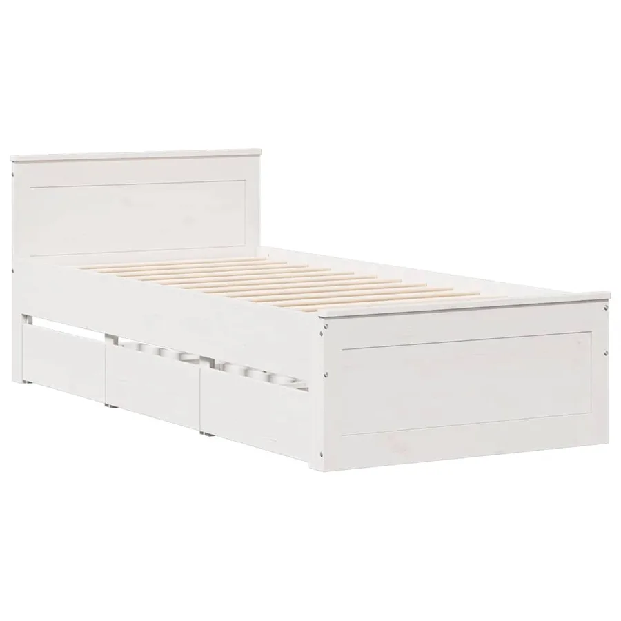 Cadre de lit sans matelas avec tête de lit 75x190 cm pin massif - 3