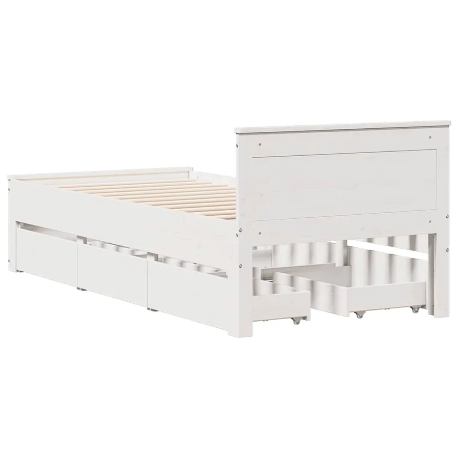 Cadre de lit sans matelas avec tête de lit 75x190 cm pin massif - 9