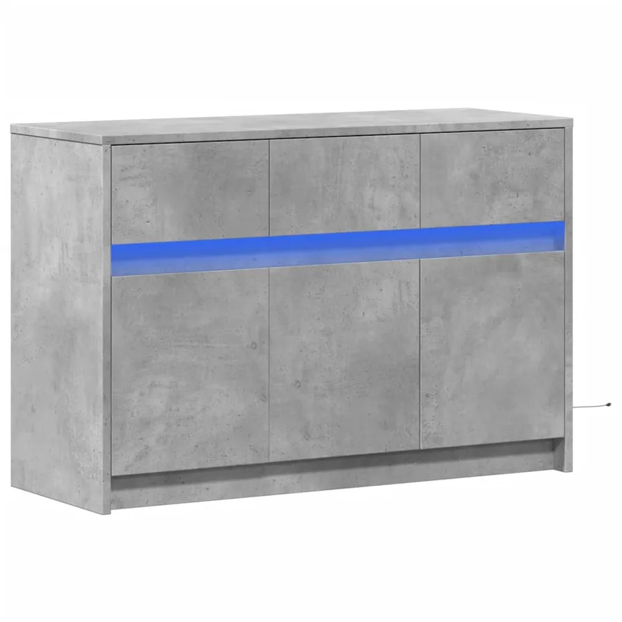 Meuble TV avec LED gris béton 91x34x61 cm bois d'ingénierie - 3