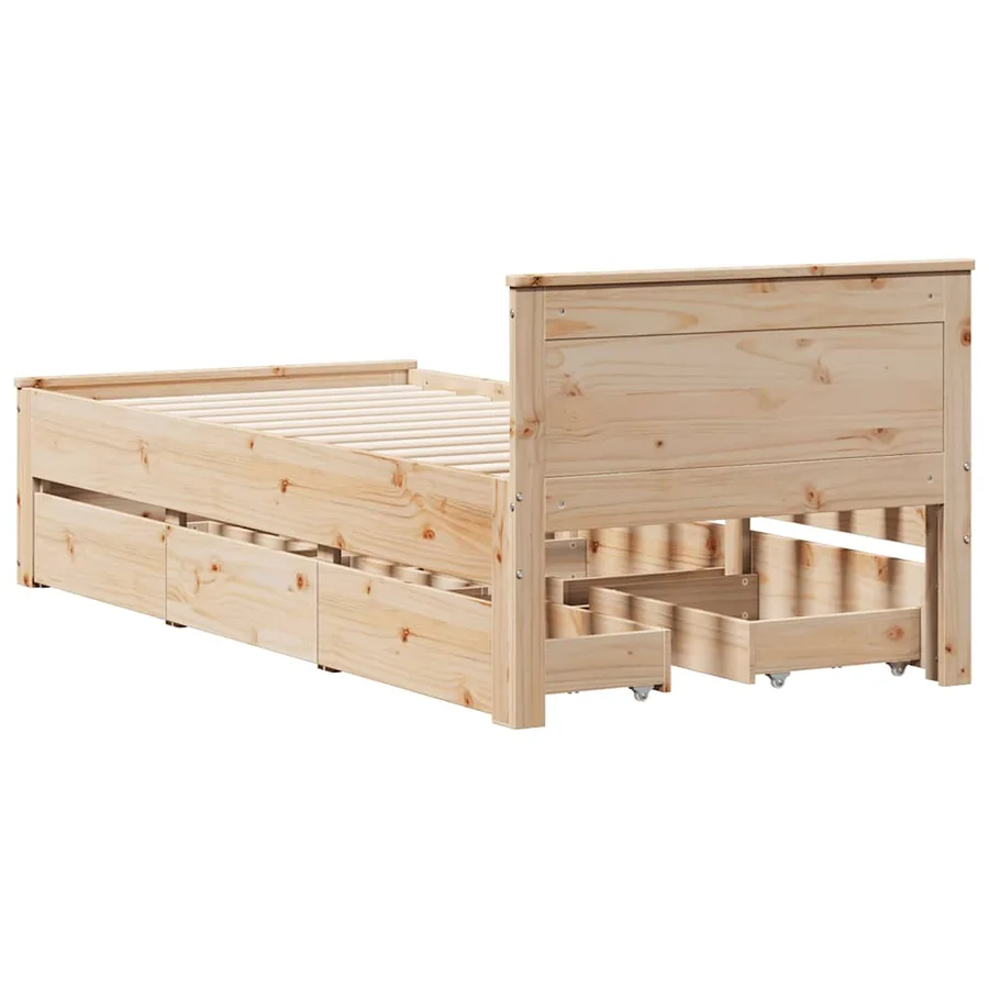 Cadre de lit sans matelas avec tête de lit 90x190 cm pin massif - 9