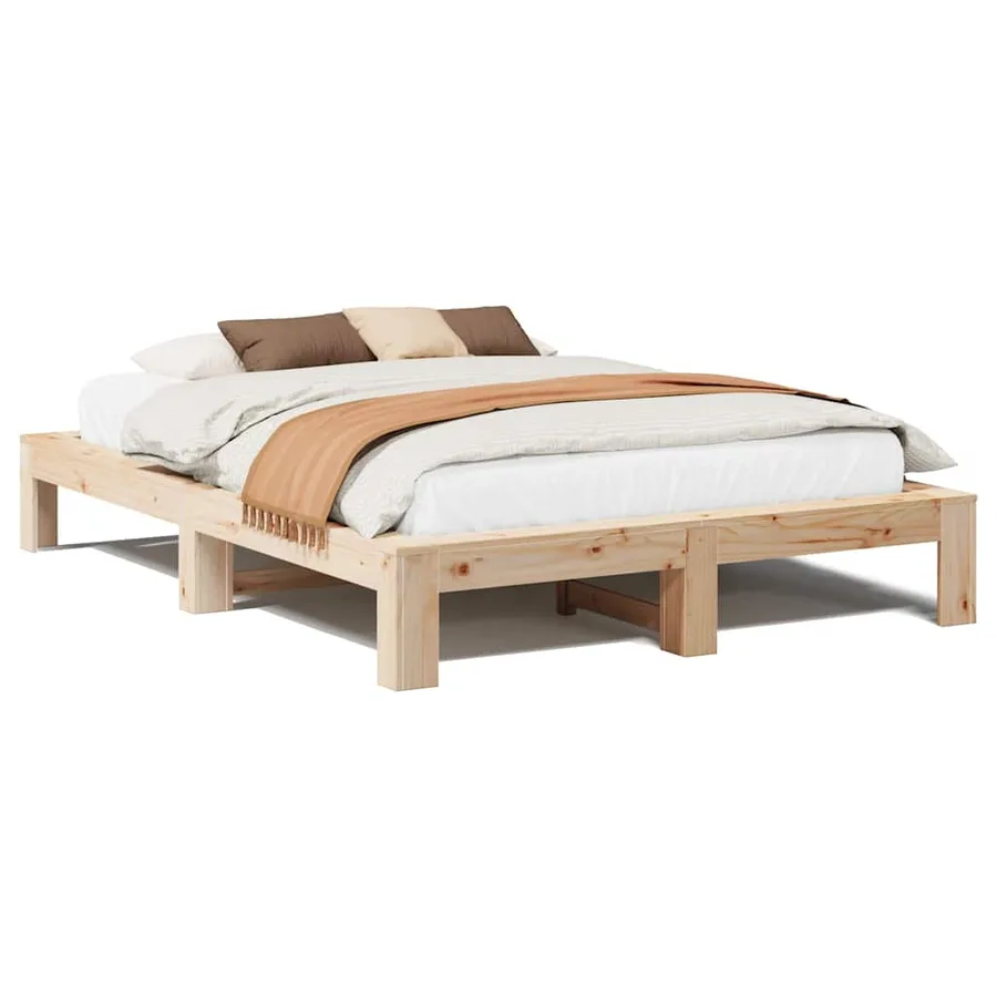 Cadre de lit sans matelas 140x200 cm bois massif de pin - 2